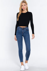 Long Slv Open Back Sweater Top