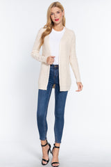 Long Slv Open Front Sweater Cardigan