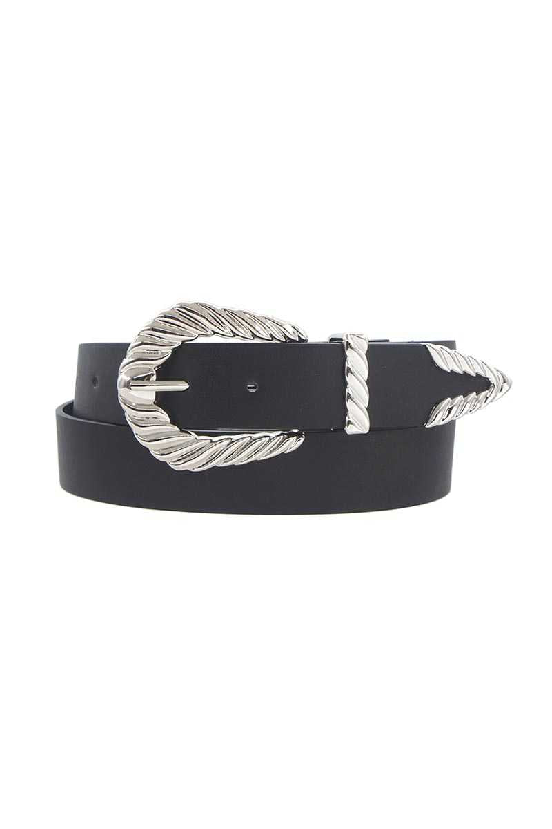 Shrimp Tectured Silver Buckle Belt