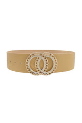 Double Circle Chain And Rhinestone Trim Design Belt