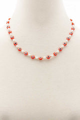 Evil Eye Pearl Bead Necklace