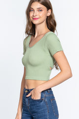 Cross Back Rib Seamless Crop Top