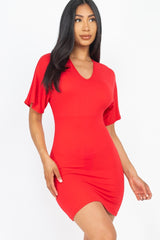 Dolman Sleeves Solid Mini Dress