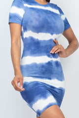 Stripe Tie-dye Printed Midi Dress