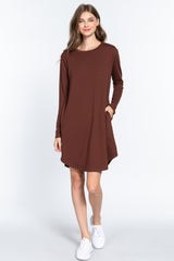 Long Slv French Terry Mini Dress