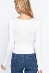 Shirring Sweatheart Neck Sweater