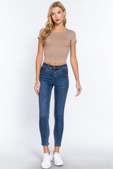 Short Slv Crew Neck Rib Crop Top