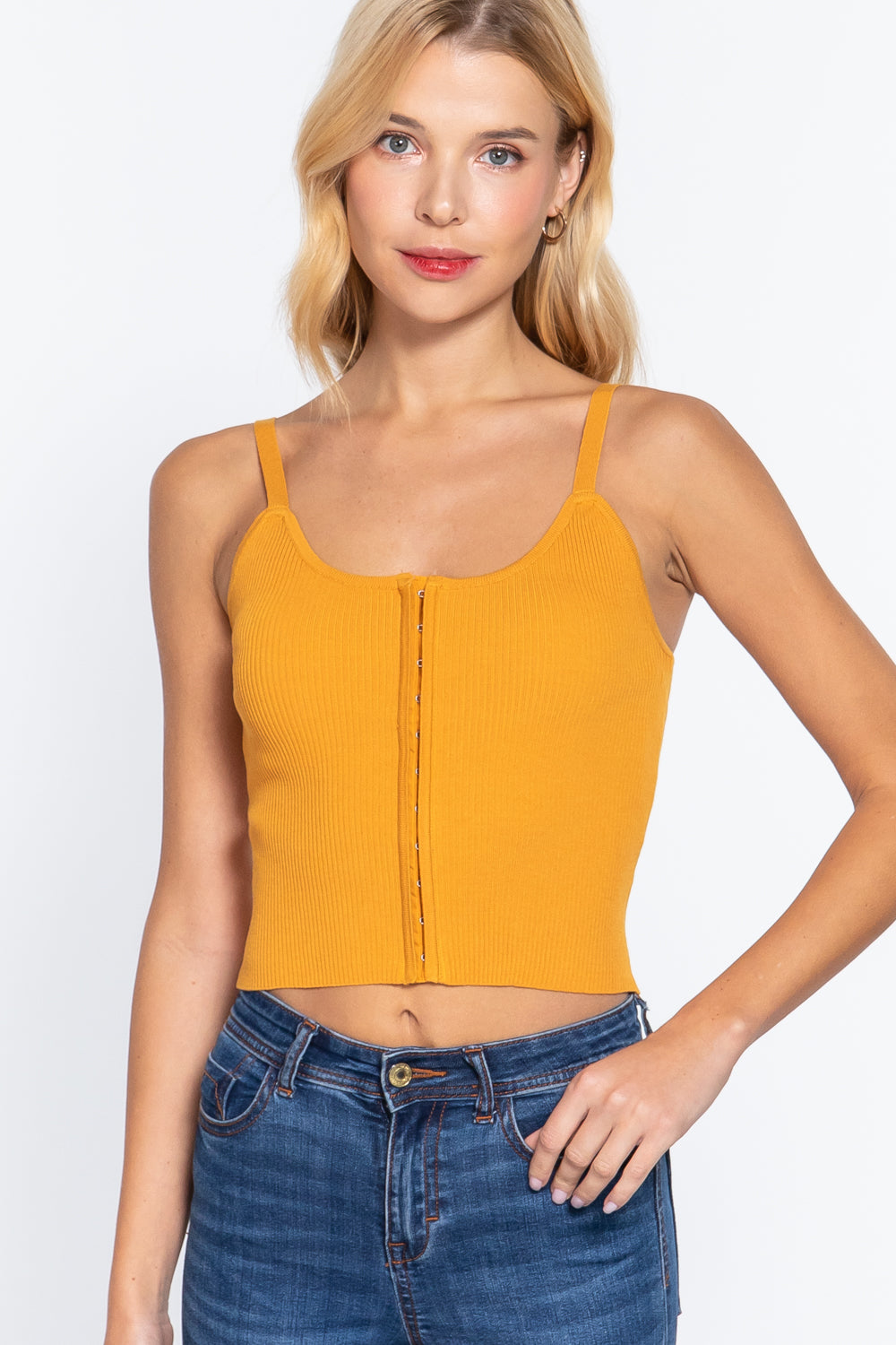 Front Closure With Hooks Sweater Cami Top