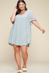 Plus Size Spring Floral Printed Lovely Swing Dress