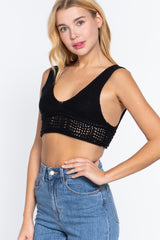 Textured Crop Sweater Tank Top