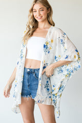 Ruffle Trim Lightweight Kimono