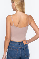 Round Neck W/removable Bra Cup Cotton Spandex Bra Top