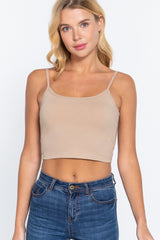 Round Neck W/removable Bra Cup Cotton Spandex Bra Top