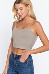 Round Neck W/removable Bra Cup Cotton Spandex Bra Top