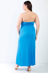 "mermaid" Plus Blue Sleeveless Maxi Dress