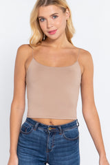 Elastic Strap Two Ply Dty Brushed Knit Cami Top