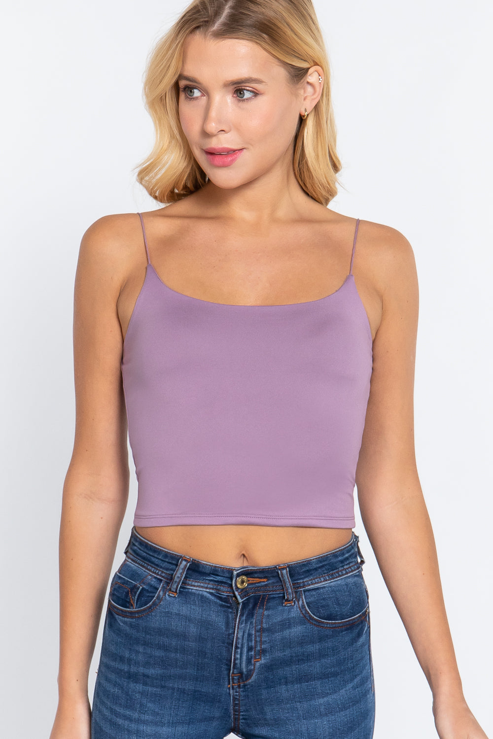 Elastic Strap Two Ply Dty Brushed Knit Cami Top