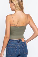 Elastic Strap Two Ply Dty Brushed Knit Cami Top