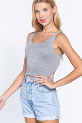 Scoop Neck 2 Ply Crop Tank Top