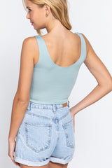 Scoop Neck 2 Ply Crop Tank Top