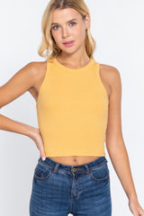 Halter Neck Rib Crop Tank Top