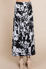 Floral Printed Maxi Skirt With Elastic Waistband