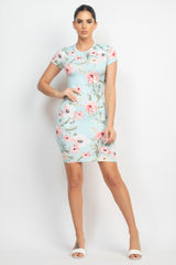 Short Sleeve Floral Bodycon Dress