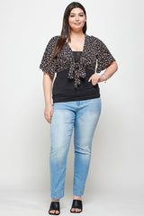 Plus Size Ditsy Floral Print Cropped Bolero Cardigan