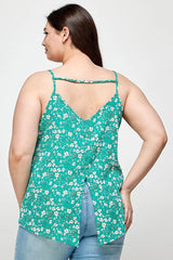 Plus Size, Ditsy Floral Print Cami Top