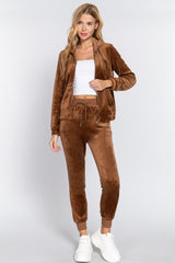 Faux Fur Jacket & Jogger Pants Set