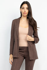 Houndstooth Notch Seamed Blazer