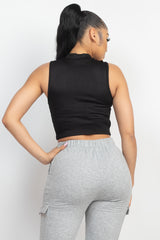 Mock Keyhole-front Crop Top