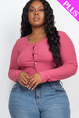 Plus Size Button Up Cropped Top