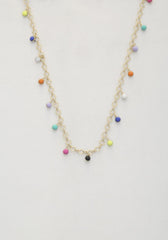 Beaded Circle Link Metal Necklace