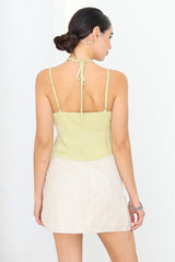 Light Green U-ring Detail Strappy Sleeveless Top