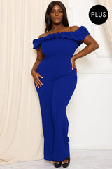 Ruffle Shoulder Shoulder Plus Size Jumpsuit