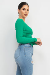 Side Ruched Square Neck Top