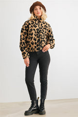 Leopard Teddy Zip-up Two Pocket Jacket