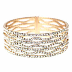 Wavy Rhinestone Cuff Bracelet