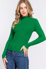 Long Slv Mock Neck Rib Sweater