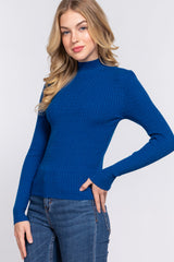 Long Slv Mock Neck Rib Sweater