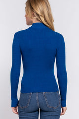 Long Slv Mock Neck Rib Sweater