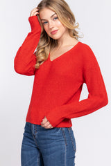 Dolman Slv Strappy Open Back Sweater