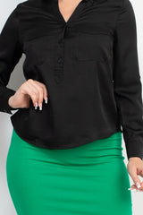 Button-down Pocketed Collared Top