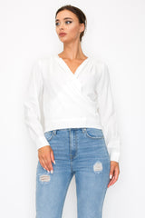 Front Wrap Surplice Neck Top