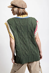 Multi Color Knitted Sweater Vest