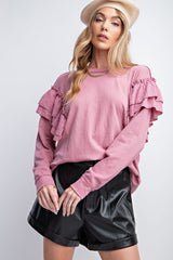 Double Ruffle Sleeves Top