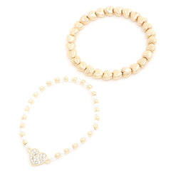 Heart Charm Beaded Bracelet Set