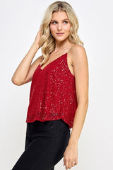 Sleeveless Sequin With Chain Strap Top