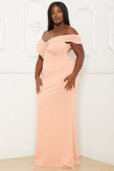 Pearl Bead Off The Shoulder Plus Size Maxi Dress